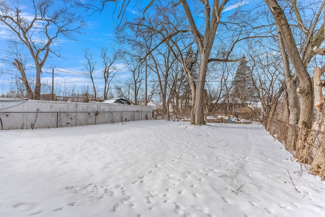 view of yard covered in snow