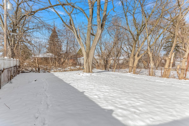 view of yard covered in snow