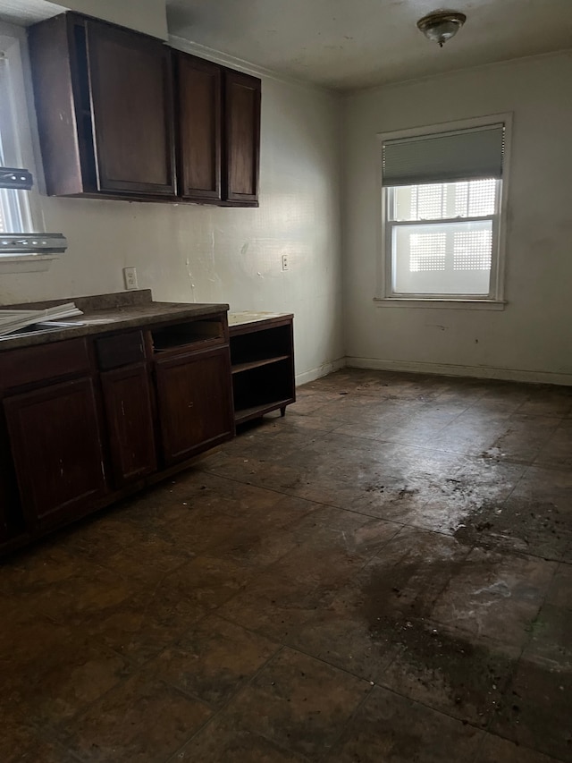 kitchen featuring dark brown cabinets