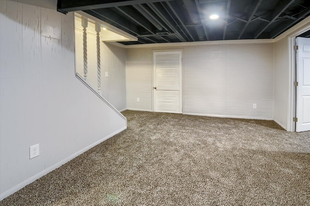 basement featuring carpet