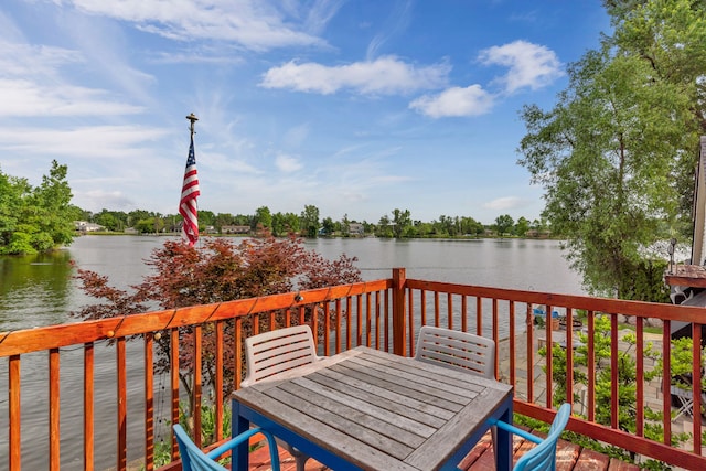 deck with a water view