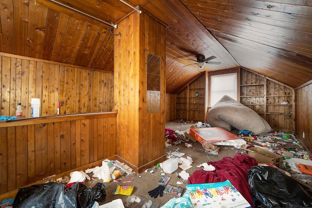 bonus room featuring wooden walls, vaulted ceiling, and wooden ceiling