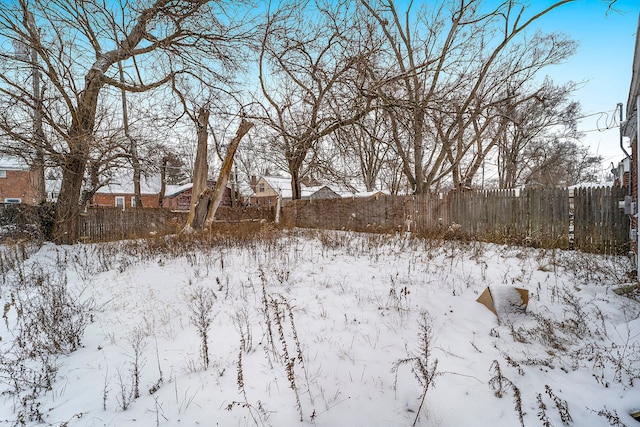 view of yard covered in snow