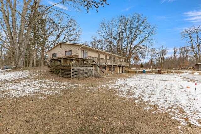 42891 Bemis Rd, Sumpter, MI 48111 - snow covered property featuring a wooden deck