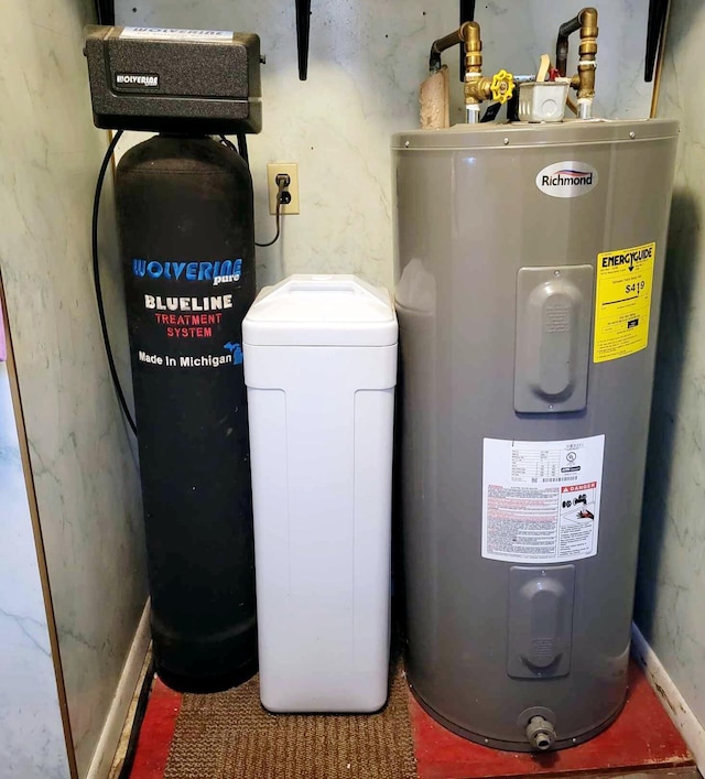 utility room with electric water heater