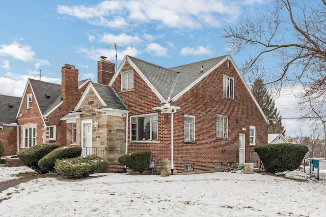 view of snow covered exterior