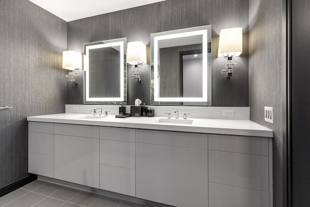 bathroom featuring tile patterned floors and vanity