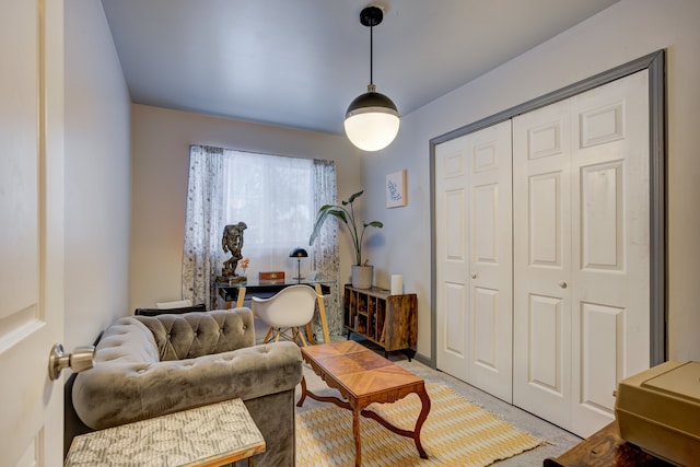 interior space with light colored carpet