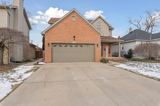 view of front property with a garage