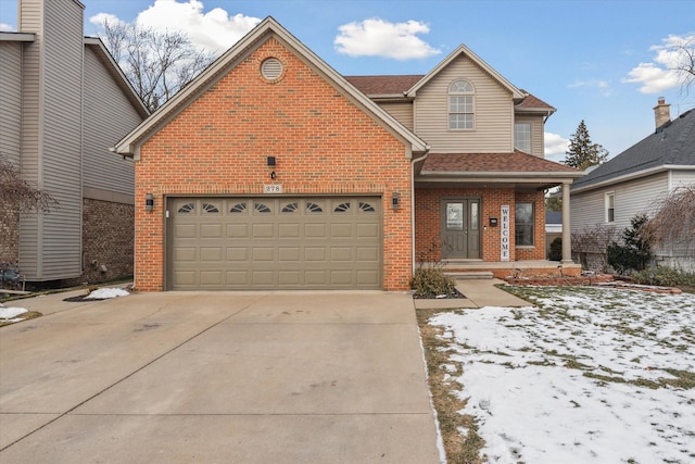 view of front property with a garage