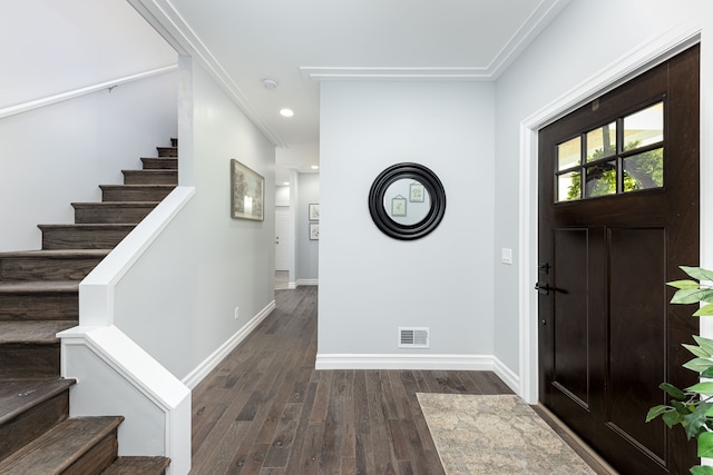 foyer with dark wood-type flooring