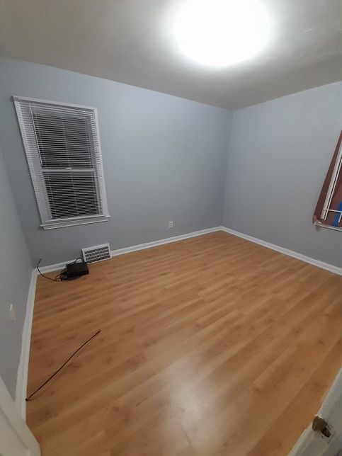 additional living space with light hardwood / wood-style flooring