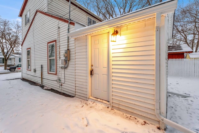 view of snow covered structure