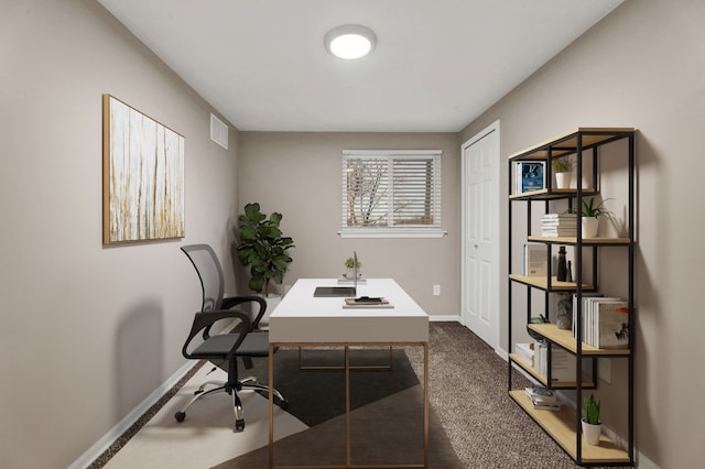 office space with dark carpet