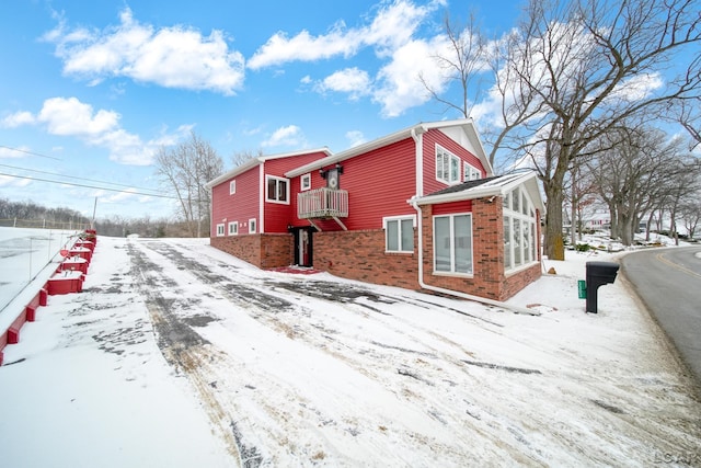 view of snow covered exterior