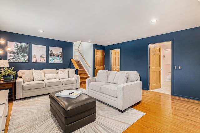 living room featuring light wood-type flooring