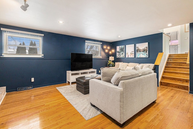 living room featuring light hardwood / wood-style flooring