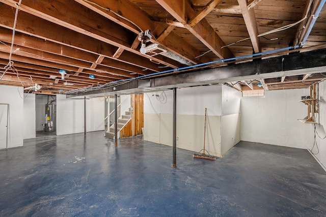 basement with water heater