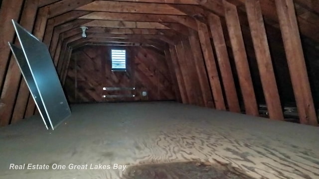 view of unfinished attic