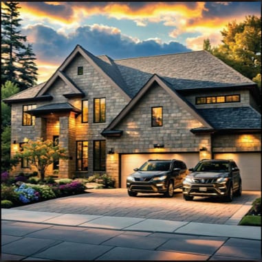 view of front of home featuring a garage and decorative driveway