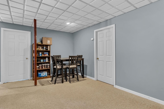 view of carpeted dining space