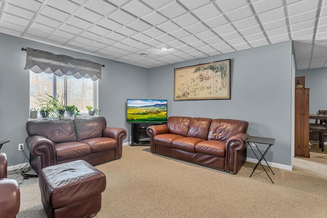 living room with carpet floors