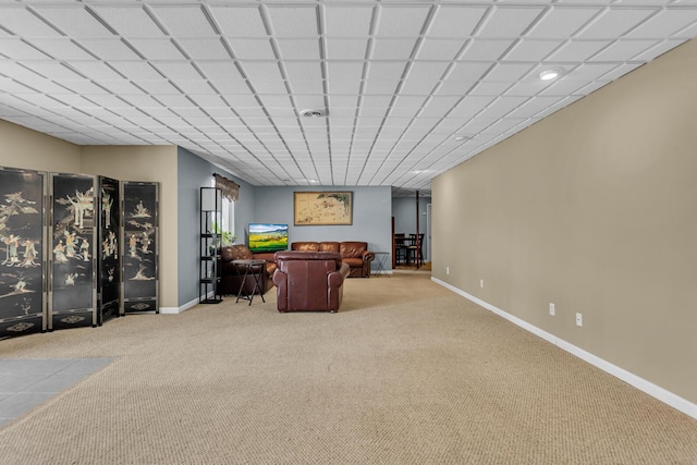 living room featuring carpet flooring