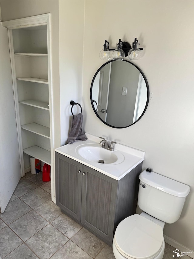 bathroom with tile patterned floors, toilet, and vanity