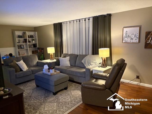 living room with hardwood / wood-style floors