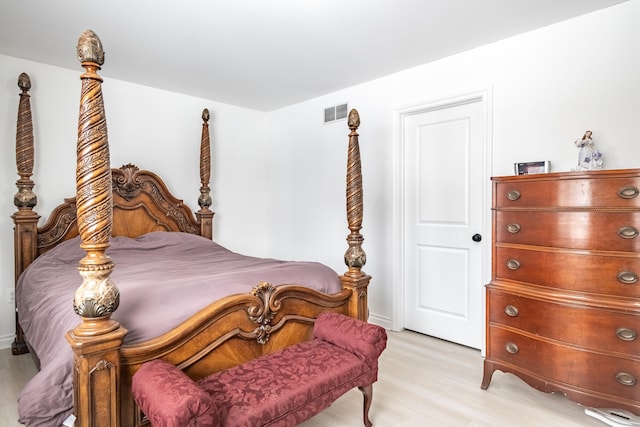 bedroom with light hardwood / wood-style flooring