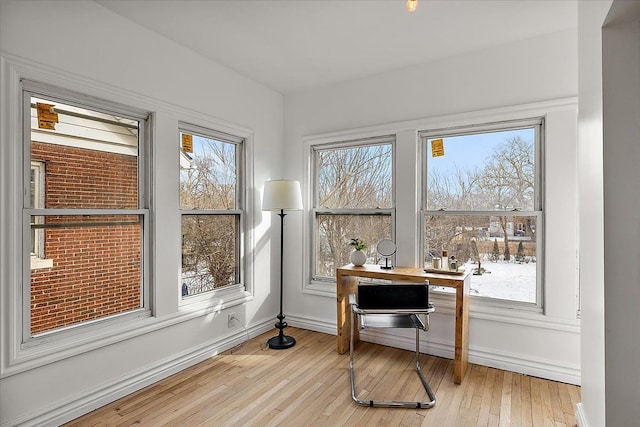 office area featuring light wood-type flooring