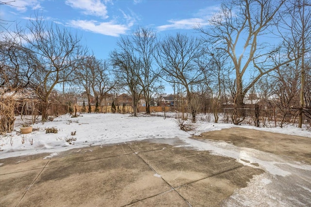 view of yard covered in snow