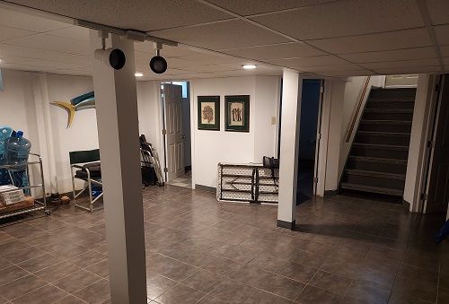 16146 Chapel St, Detroit, MI 48219 - finished basement with stairway and a drop ceiling