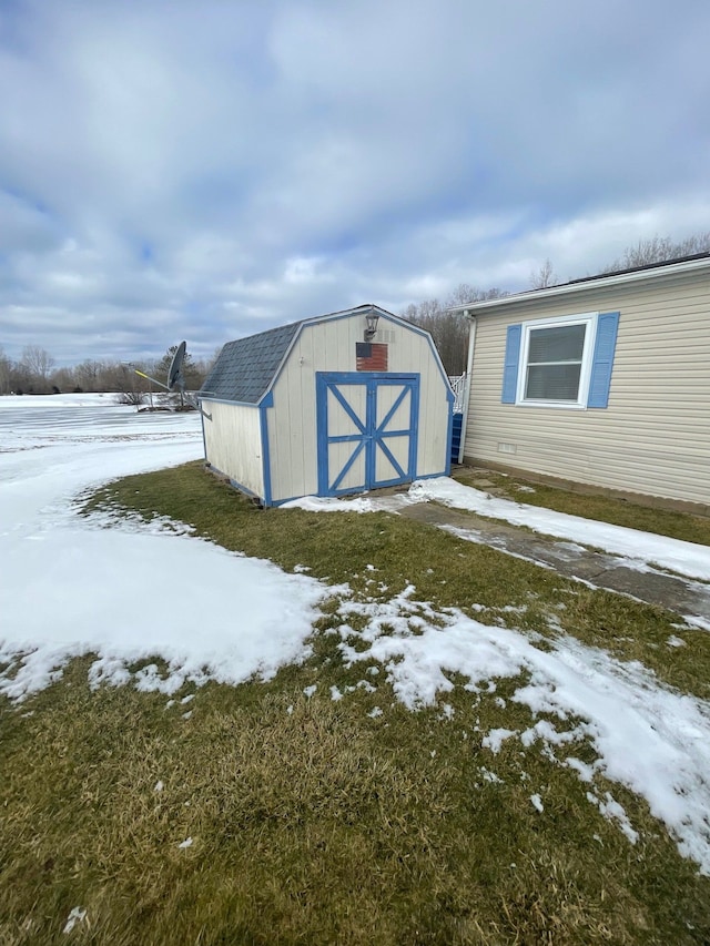 view of snow covered structure