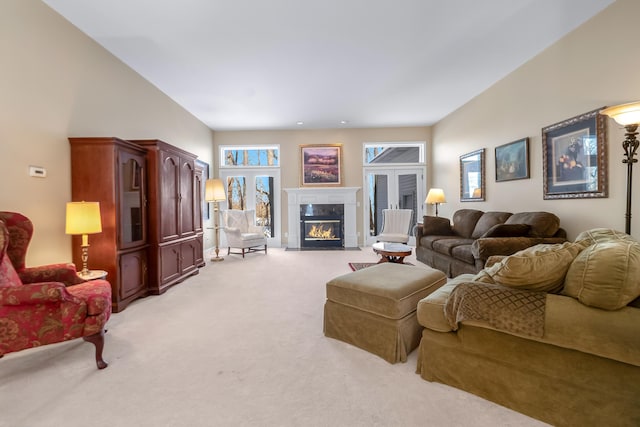 310 Sycamore St, Litchfield, MI 49252 - living room with a fireplace and light colored carpet