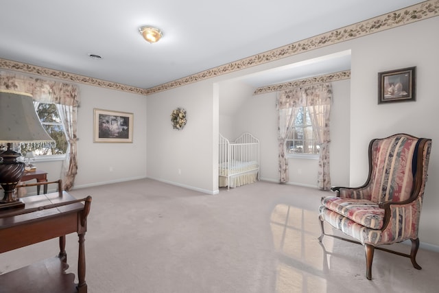 310 Sycamore St, Litchfield, MI 49252 - living area featuring carpet, baseboards, and visible vents