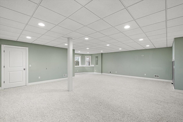 1419 Henrietta St, Birmingham, MI 48009 - basement with baseboards, carpet flooring, recessed lighting, and visible vents
