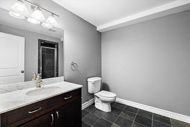 full bath with visible vents, baseboards, toilet, tile patterned flooring, and vanity