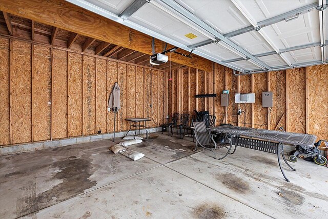 garage with a garage door opener