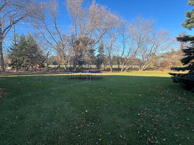 view of yard featuring a trampoline