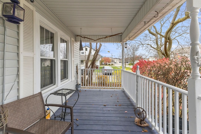 deck featuring a porch