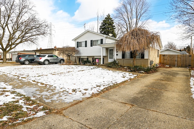 view of split level home