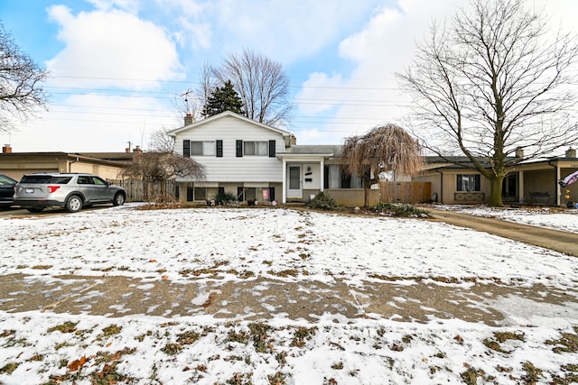 view of split level home