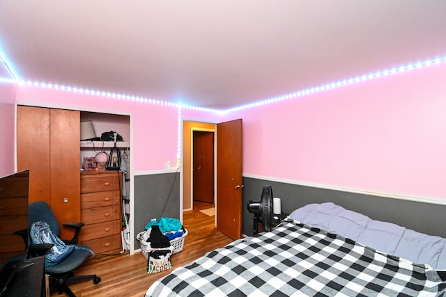 bedroom featuring wood-type flooring