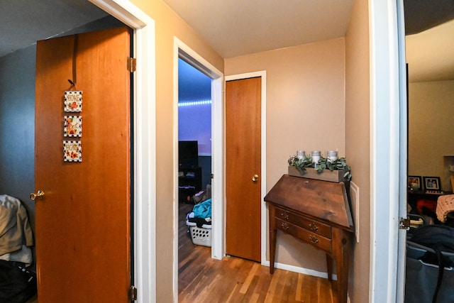 hallway featuring wood-type flooring