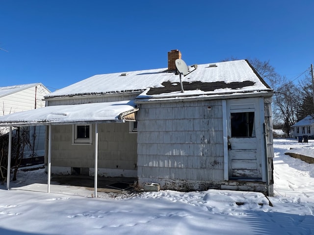 view of snow covered exterior