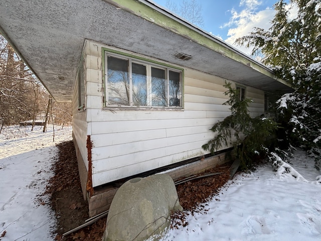 view of snow covered exterior