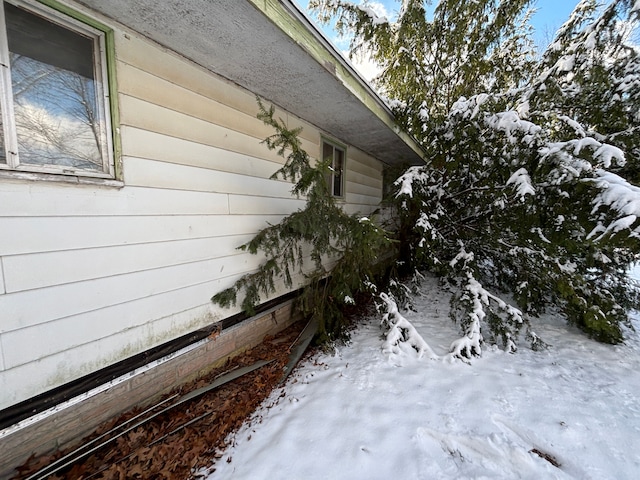 view of snow covered exterior