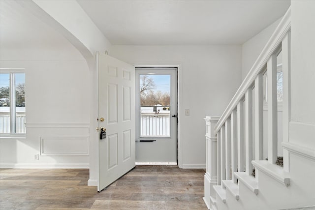 entrance foyer featuring hardwood / wood-style flooring