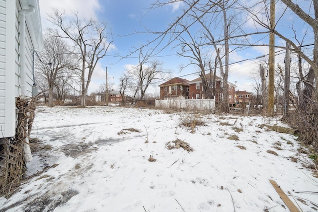 view of yard covered in snow